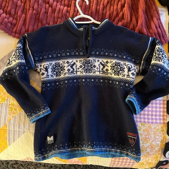 Dale of Norway Sweaters - Dale of Norway Navy Blue and White Zip Up Sweater